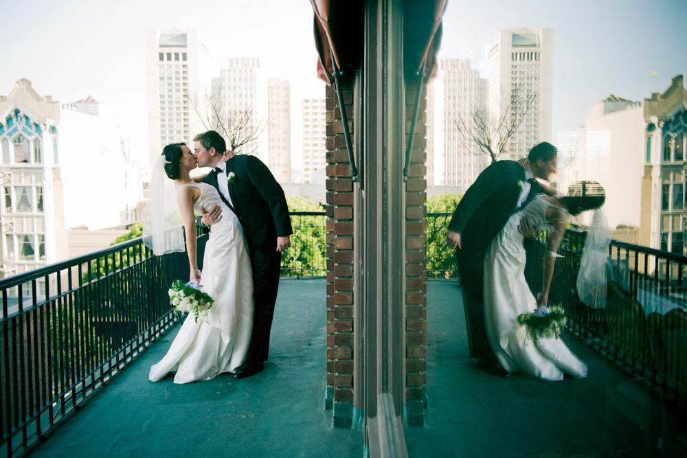 University Club SF Mirrored Wedding Portrait