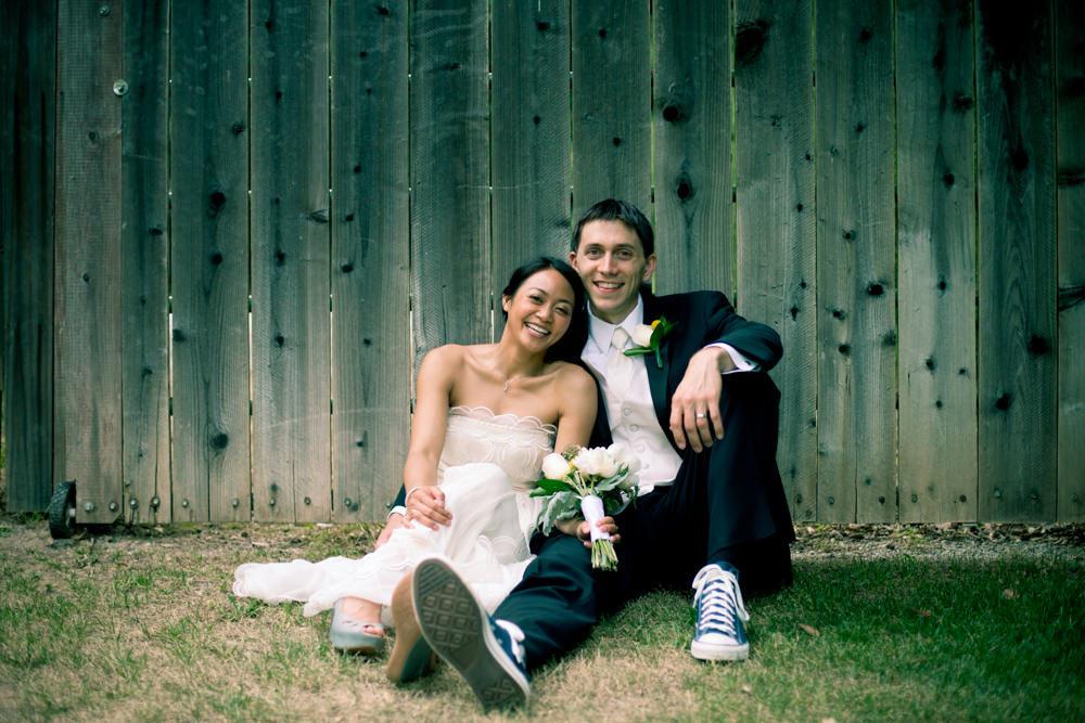 Mountain Terrace Wooden Fence Wedding Portrait