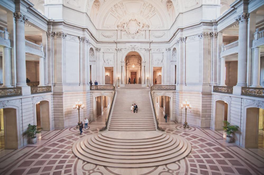 Empty San Francisco City Hall Wedding Portrait