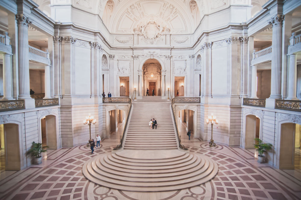 Empty San Francisco City Hall Wedding Portrait