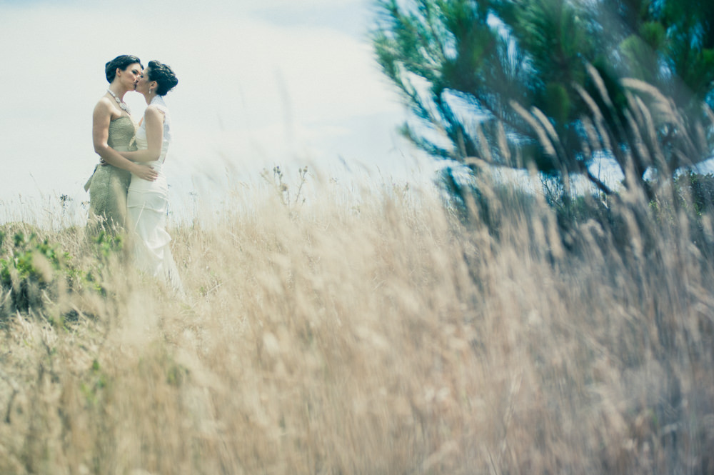 Same Sex Wedding Portrait in Marin Headlands Flower Field