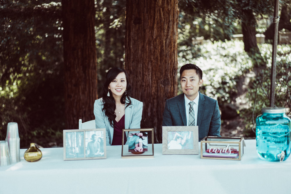 Guest welcome table at Piedmont Community Hall wedding