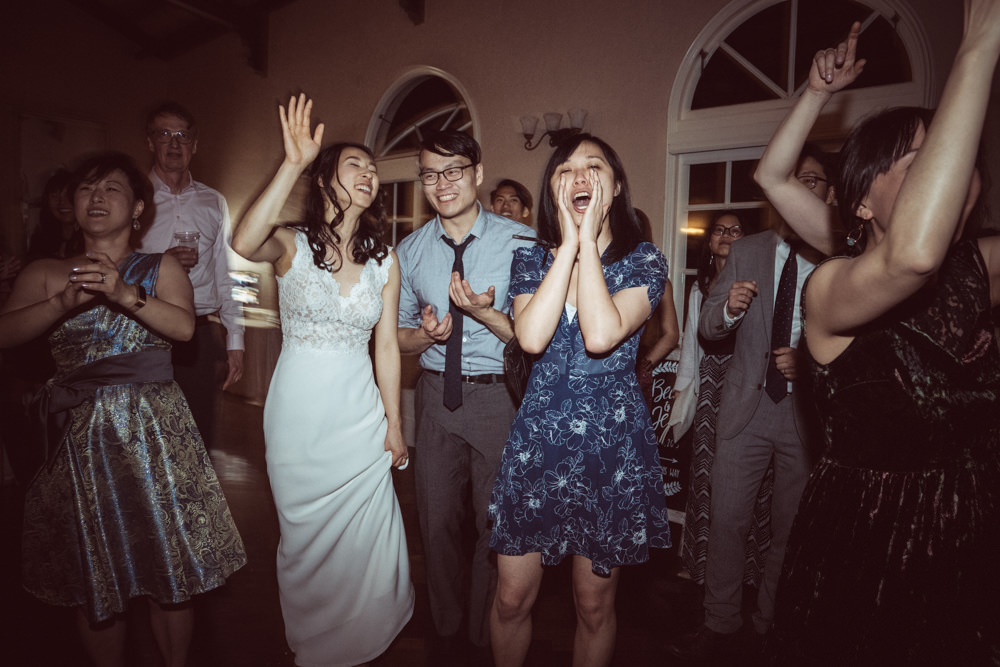 Guests dancing during Piedmont Community Hall wedding