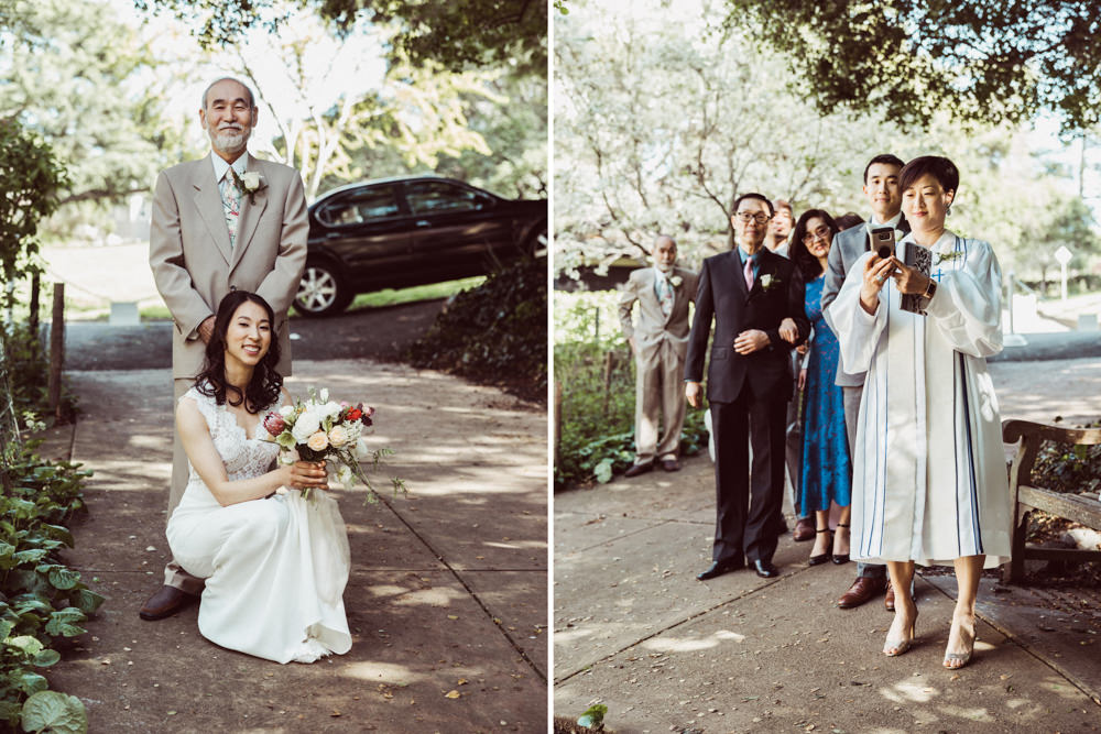 Family waiting to walk down aisle during Piedmont Community Hall wedding ceremony