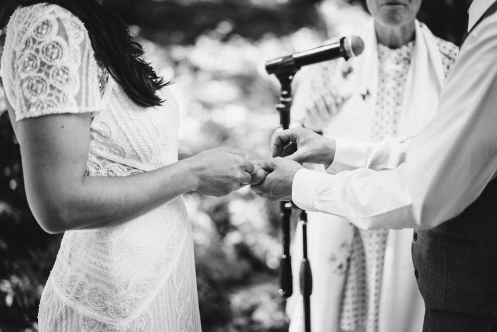 Black and white candid napa wedding ring ceremony photography