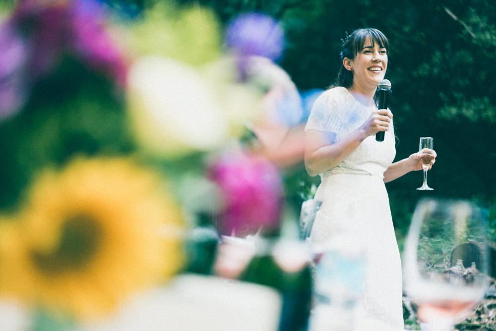 Colorful napa summer inspired outdoor wedding toast