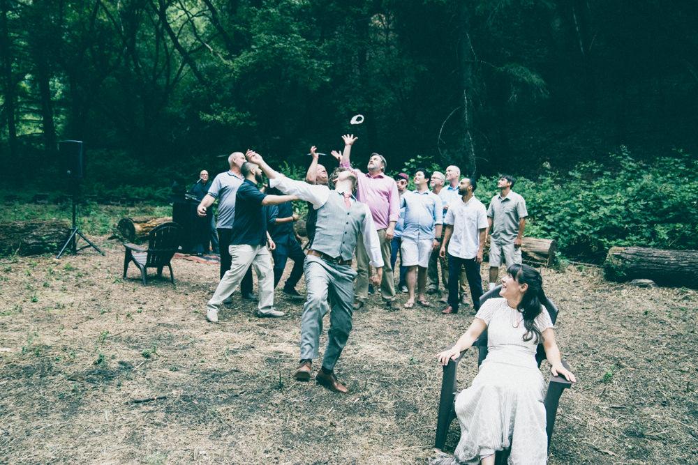 Napa winemakers garter toss wedding photography