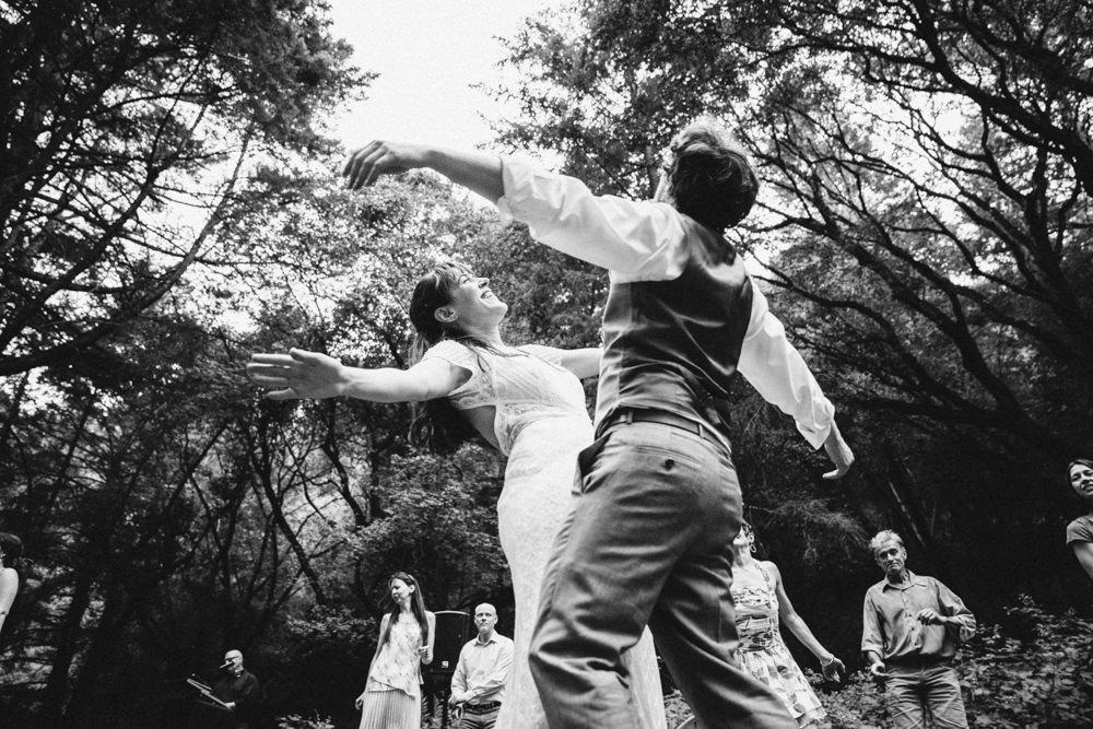 Crazy napa outdoor summer wedding black and white dancing