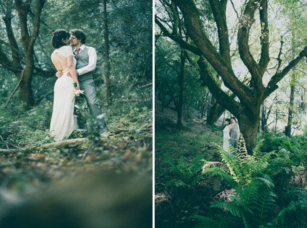 Napa woods themed wedding portrait