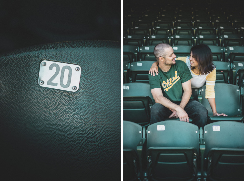 Alternative engagement shoot ideas at baseball stadium