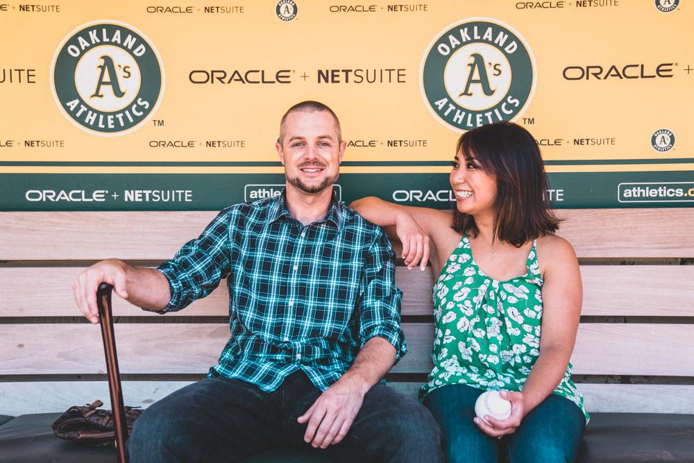 Cool Baseball Stadium Dugout engagement shoot idea