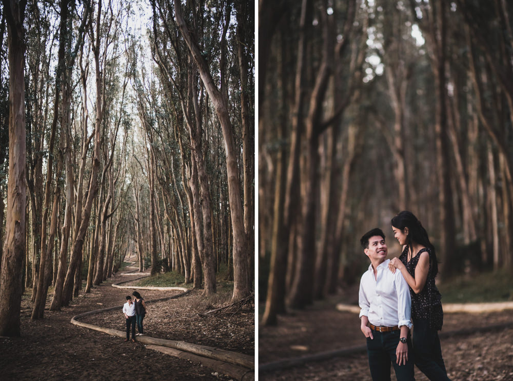 Engagement shoot at Andy Goldsworthy's Woodline in San Francisco