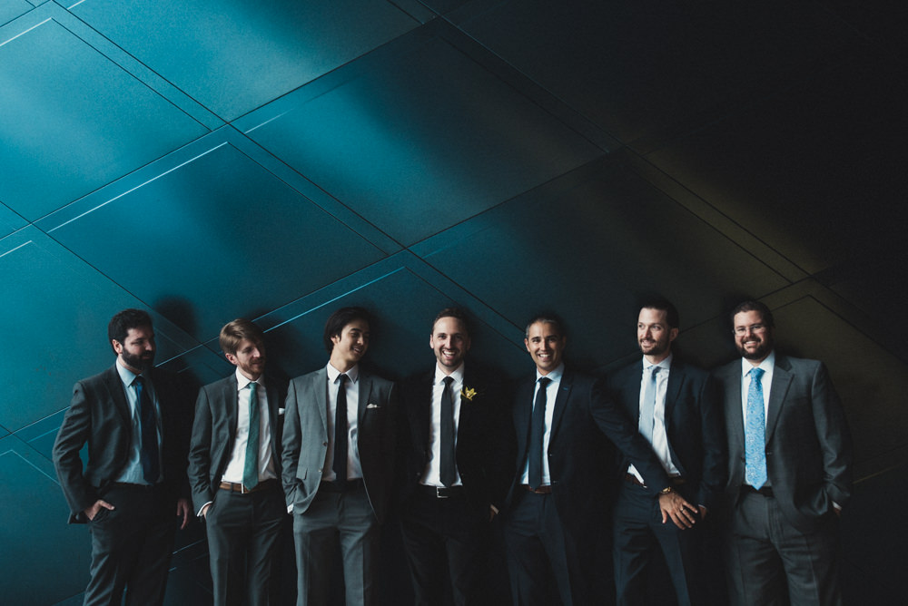 Funny groomsmen shot outside Jewish Contemporary Musem