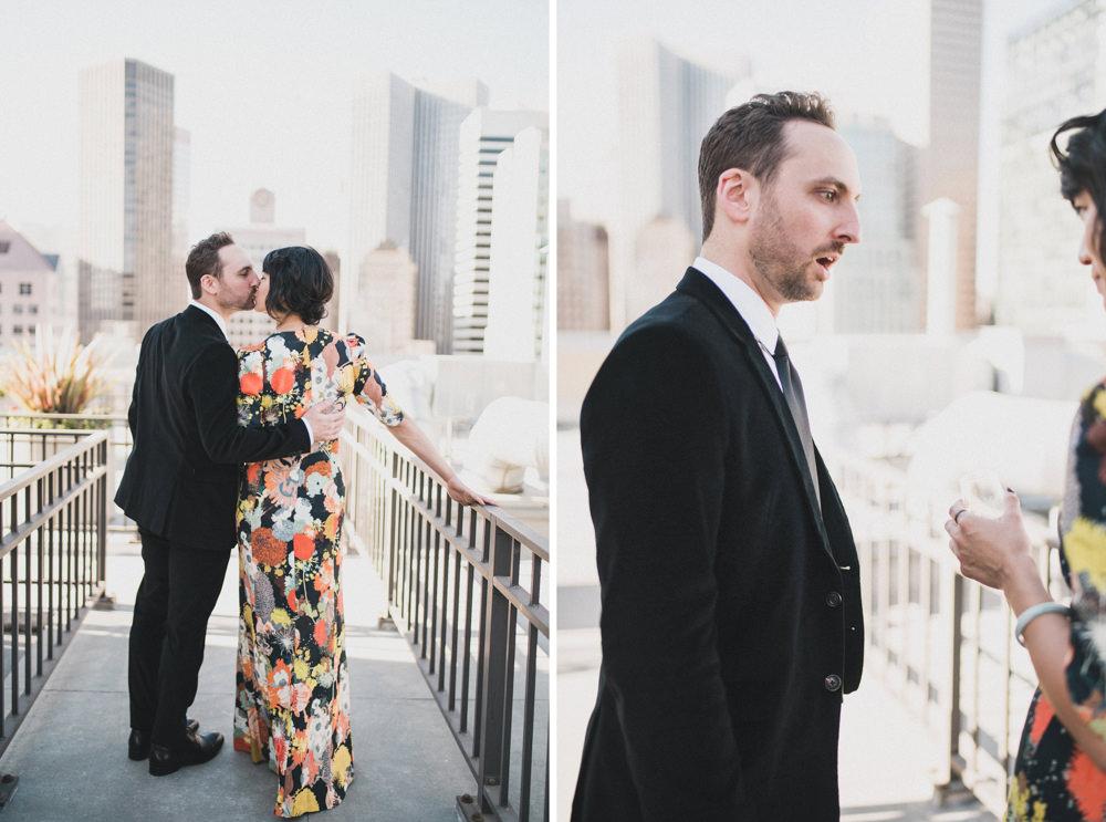 Rooftop first look between bride and groom