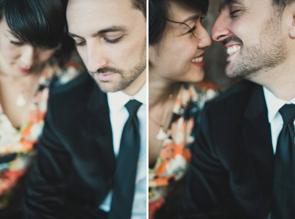 Couple's candid wedding portrait at Yerba Buena Center