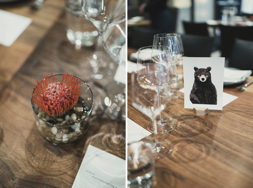 Wedding wildflower decor and custom table design at Mourad's SF