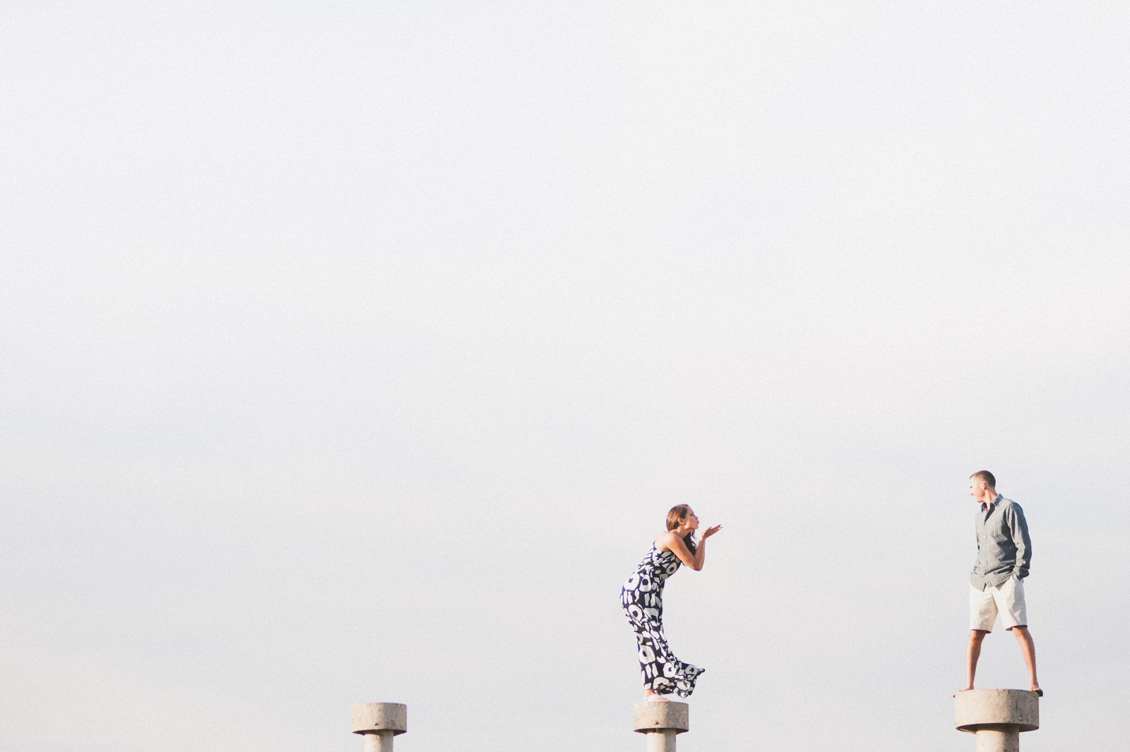 Couple wide angle shot on stone platform