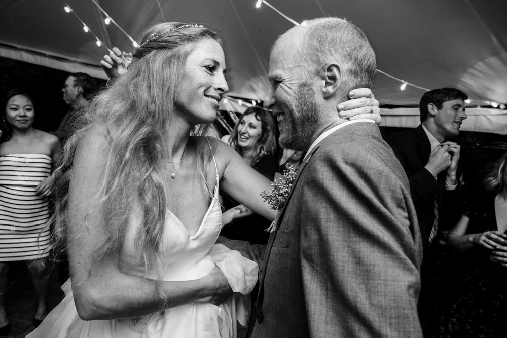 Black and white sentimental wedding dance shot