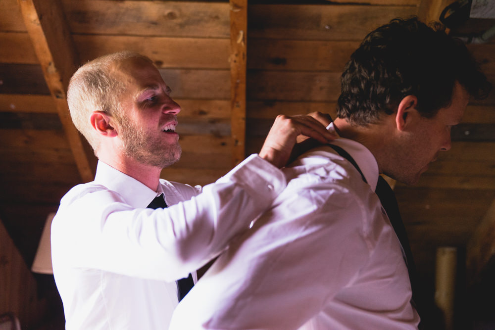 Groom getting ready