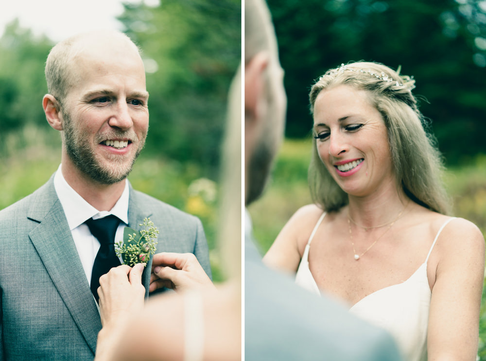 Nature themed first look at Vermont fall wedding