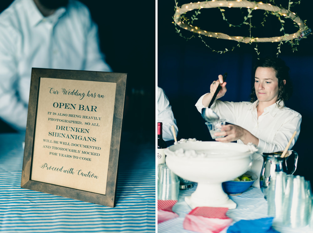 Drunken shenanigans cocktail at farm themed wedding